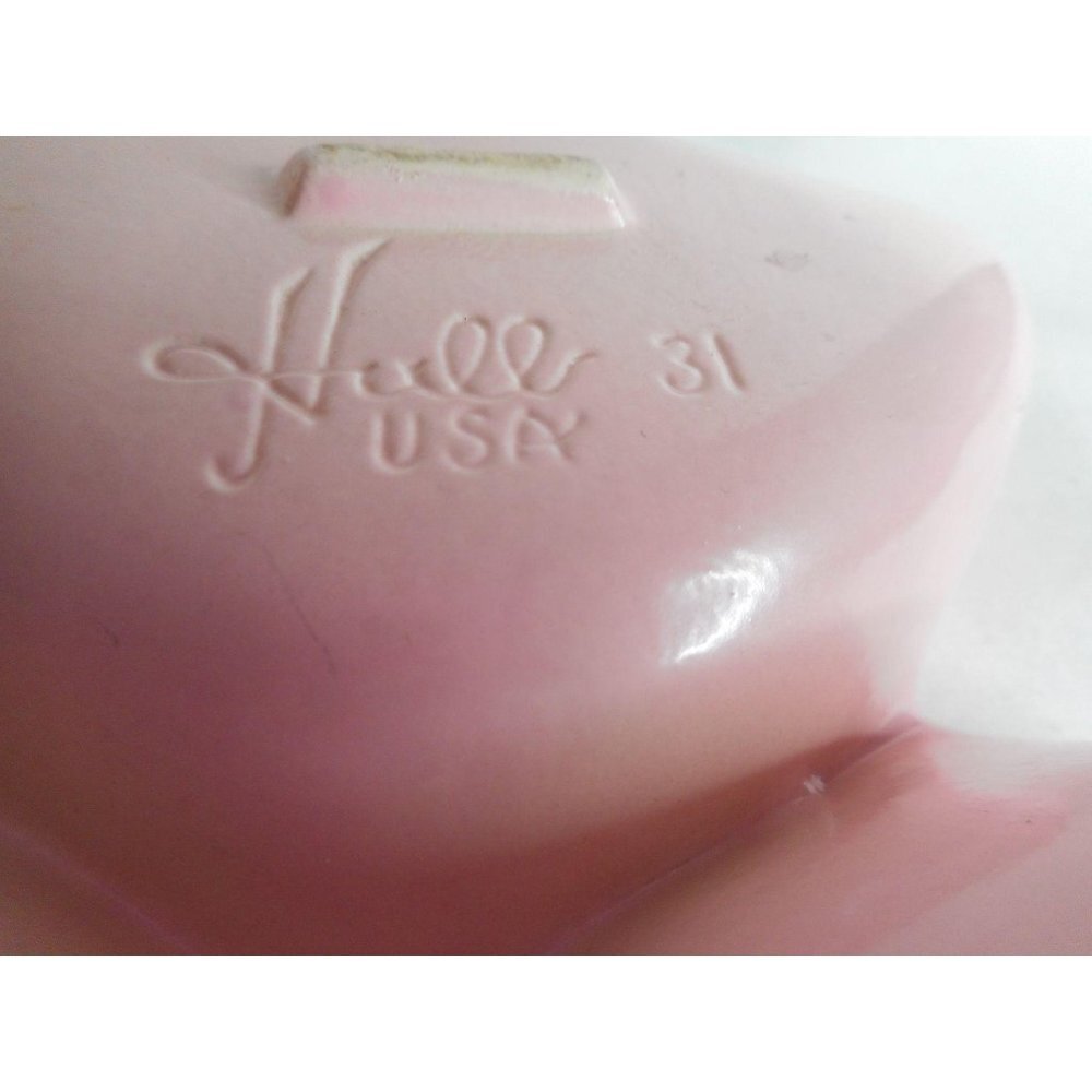 Vtg Pink / white Hull Pottery Leaf Trinket Dish - Picture 3 of 5
